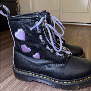Dr marten Black and Purple Heart Boots